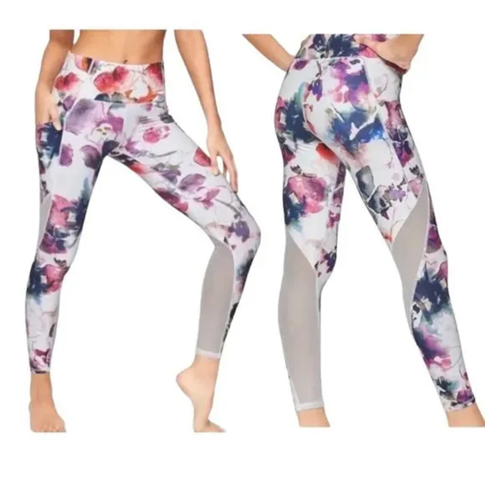 Athleta Mudra‎ 7/8 Tight Floral Pink Multi Women's Size Small